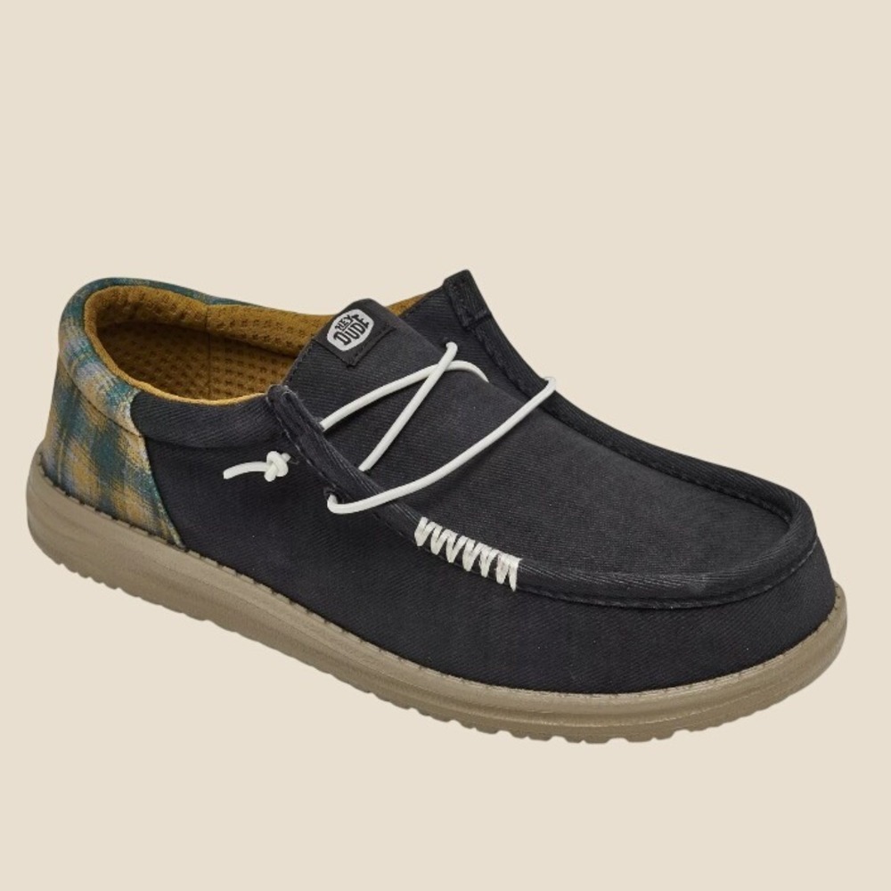 'HEY DUDE' Men's Wally Funk Waffle - Navy Plaid Men's Size 11 NEW